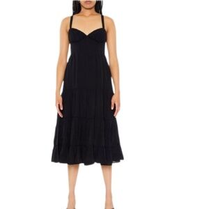 Forever Twenty One Tiered Cutout Midi Dress Black Size Large